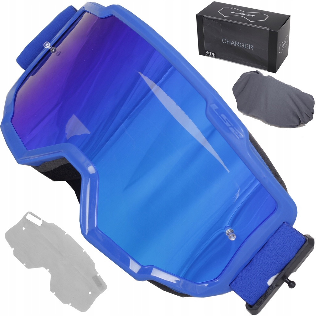 LS2 Charger Motocross Goggle, Blue for Men