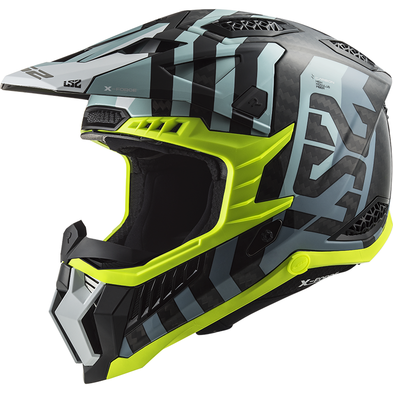 Casco LS2 MX703 CARBON X-FORCE BARRIER SKY azul