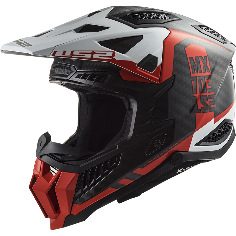 Casco LS2 MX703 CARBON X-FORCE VICTORY rojo blanco