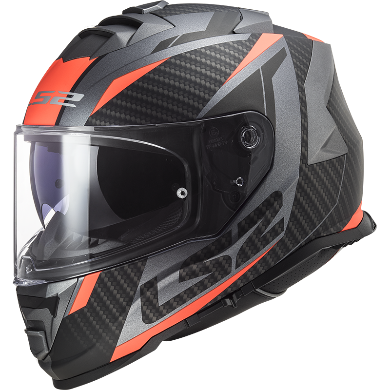 Casco LS2 FF800 STORM II RACER titanio mate naranja