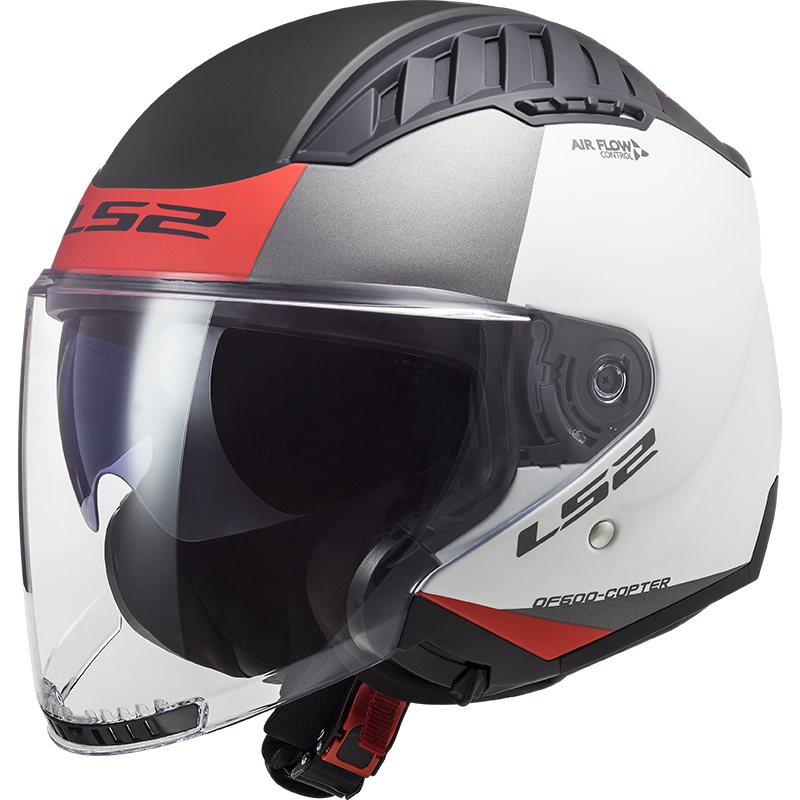 Casco LS2 OF600 COPTER II URBANE blanco rojo mate