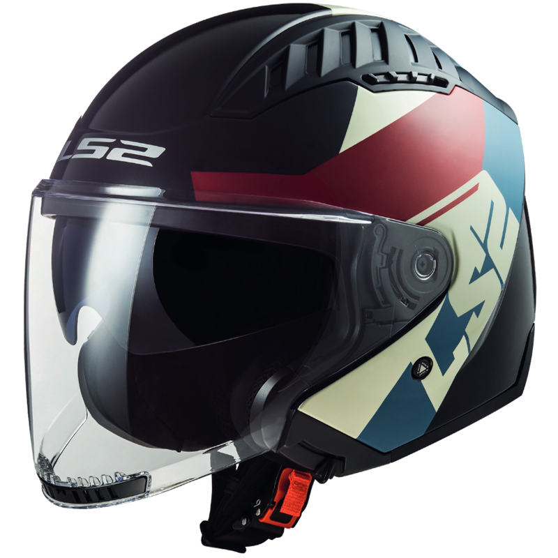 Casco LS2 OF600 COPTER II RISE negro mate rojo azul