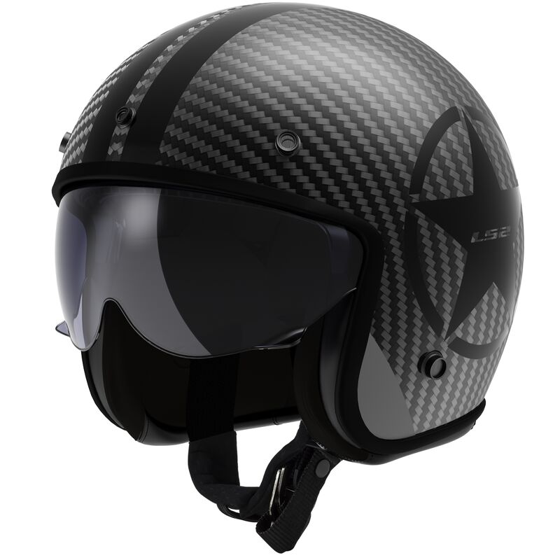 Casco LS2 OF601 BOB II CARBON STAR negro