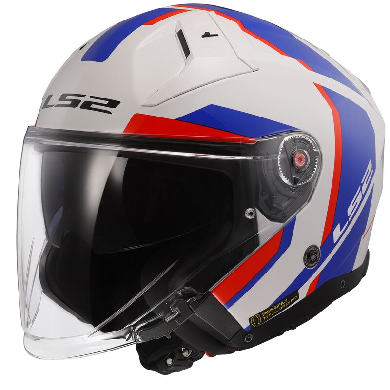 Casco LS2 OF603 INFINITY II FOCUS blanco azul rojo