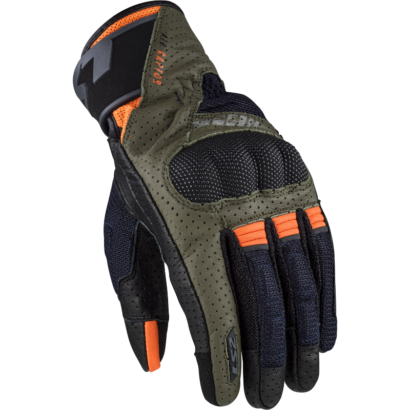 Guantes LS2 Air Raptor Man Gloves Green Blue H-V Orange
