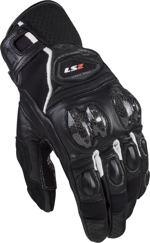 Guantes LS2 Spark 2 Leather Man Gloves Black White