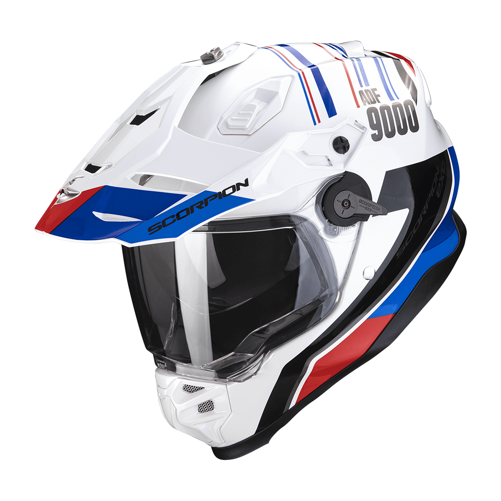 Casco Scorpion Adventure Adf-9000 Air Desert Blanco-Azul-Rojo