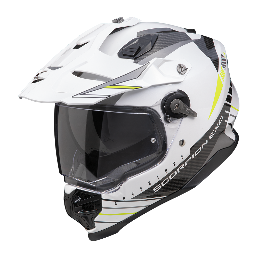 Casco Scorpion Adventure Adf-9000 Air Feat Blanco-Negro-Amarillo Neón
