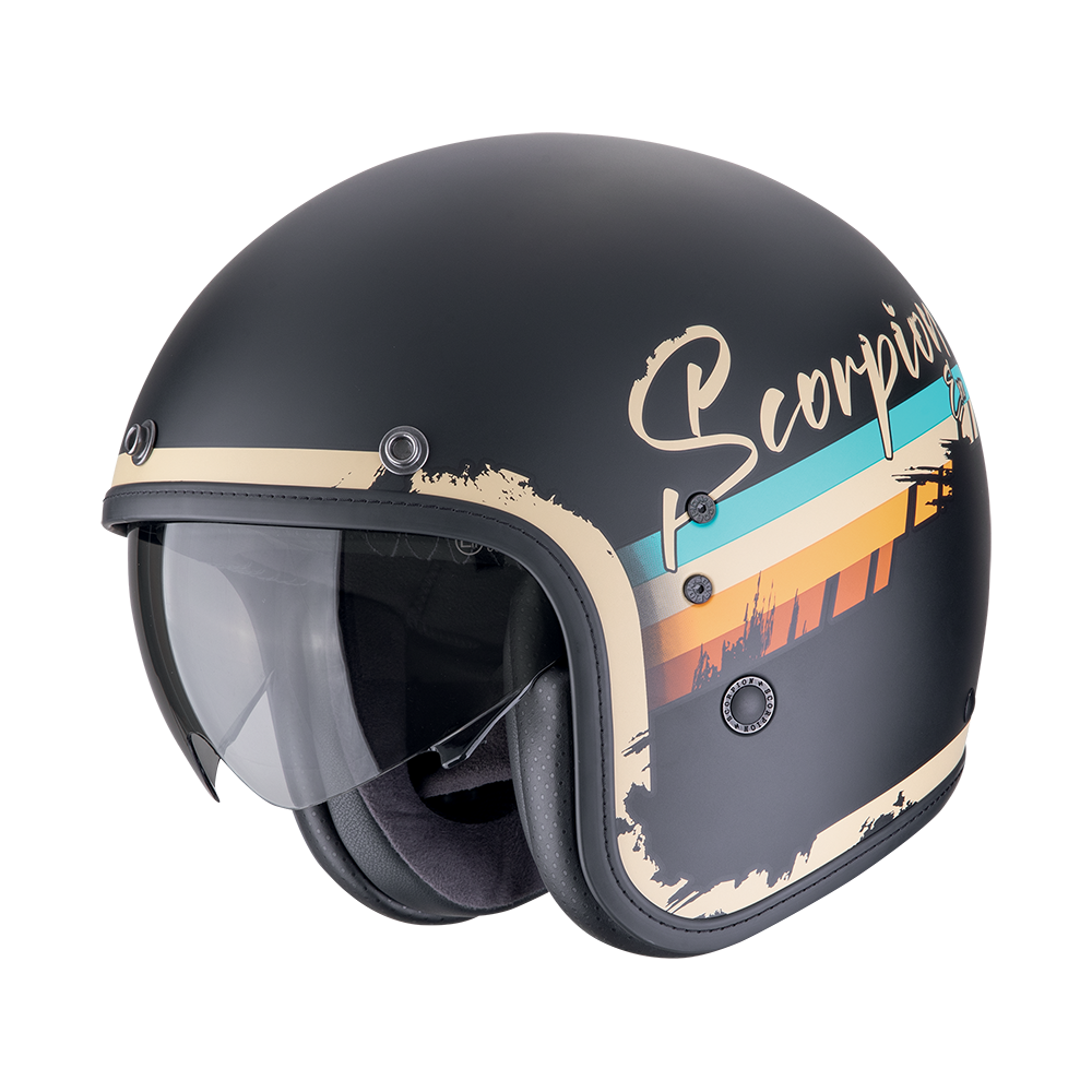 Casco Scorpion Jet Belfast Evo Adonis Negro Mate-Beige