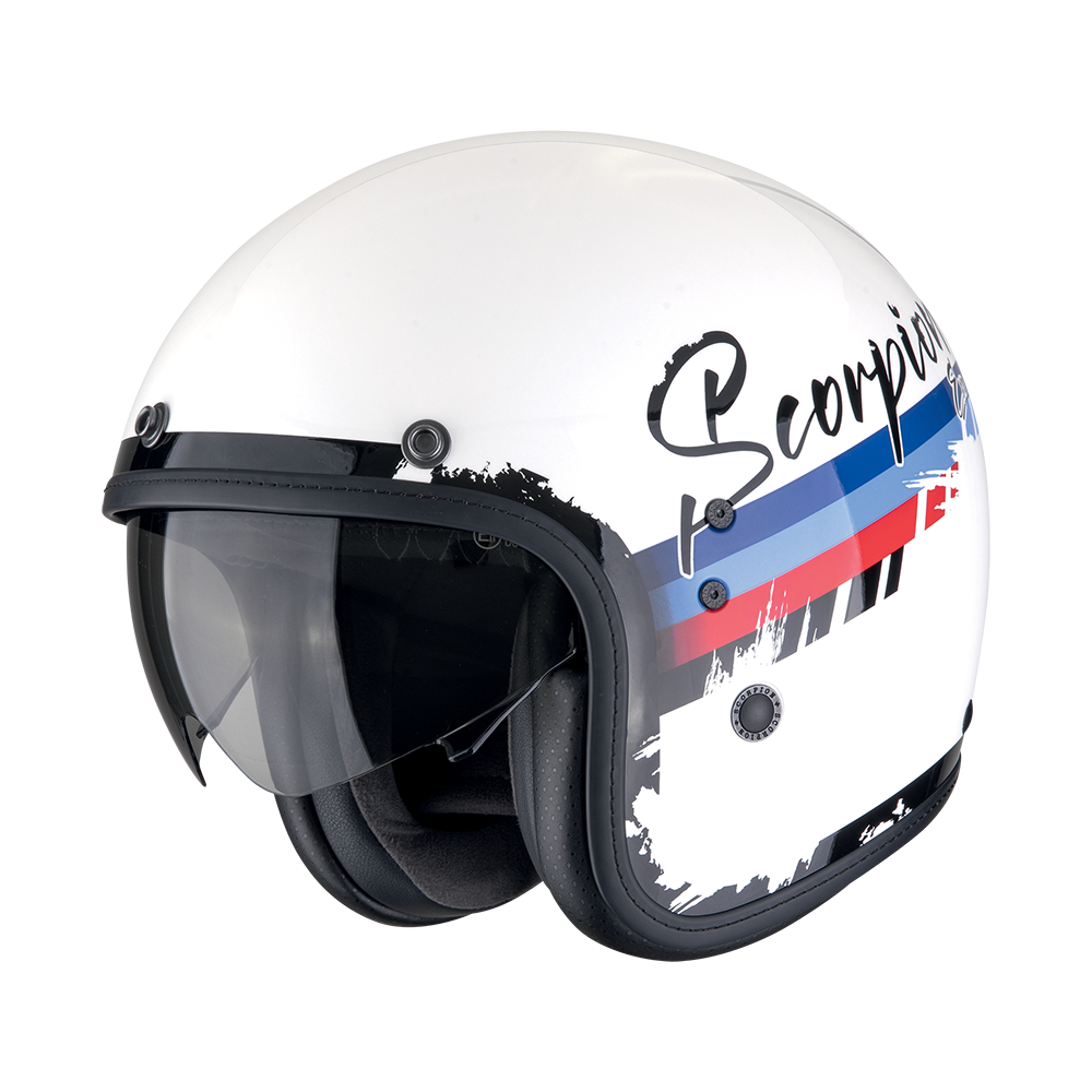 Casco Scorpion Jet Belfast Evo Adonis Blanco-Rojo-Azul