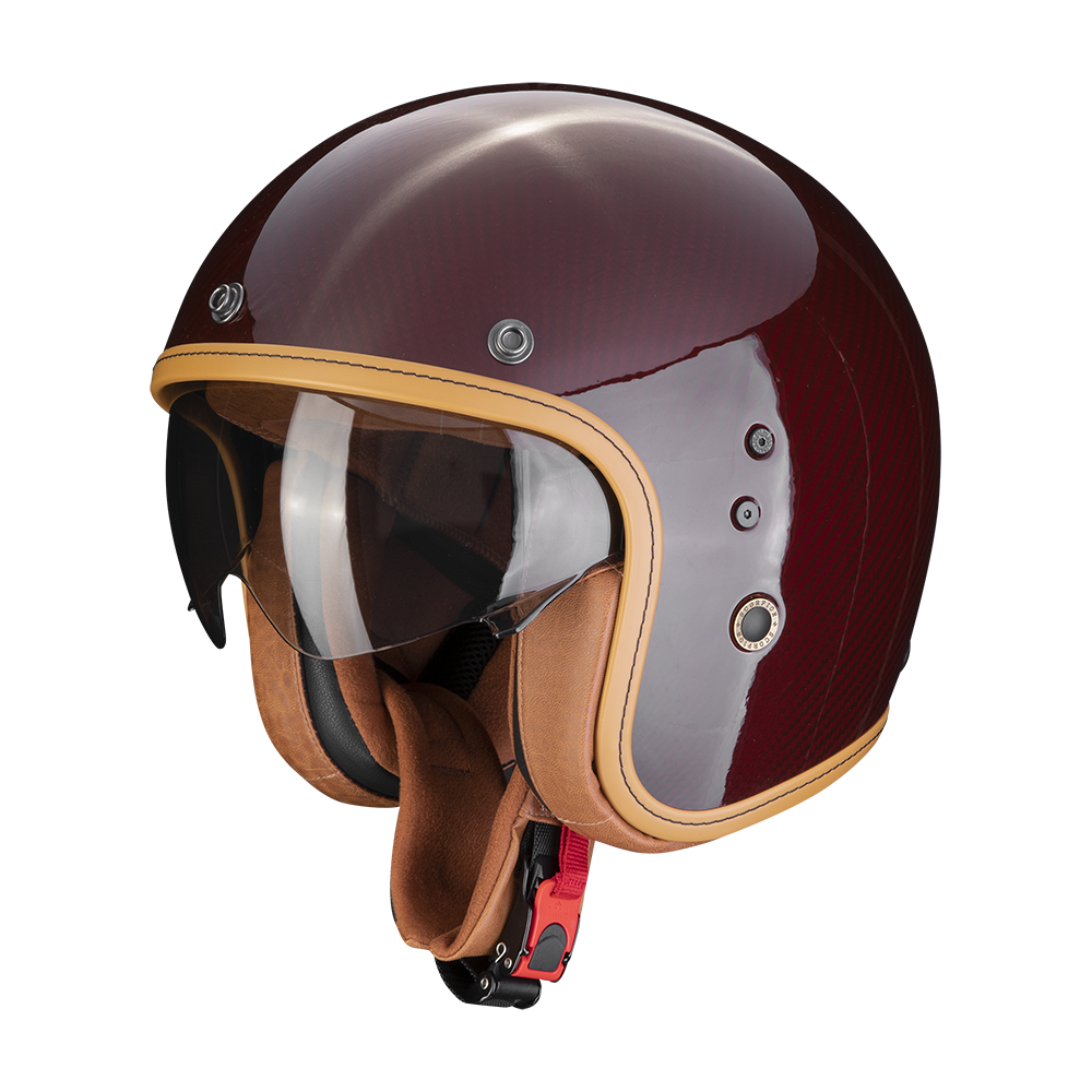 Casco Scorpion Jet Belfast Evo Carbon Solid Rojo