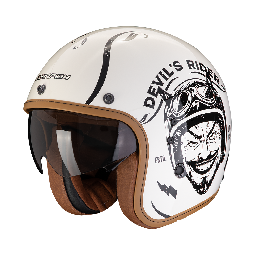 Casco Scorpion Jet Belfast Evo Romeo Crema-Negro