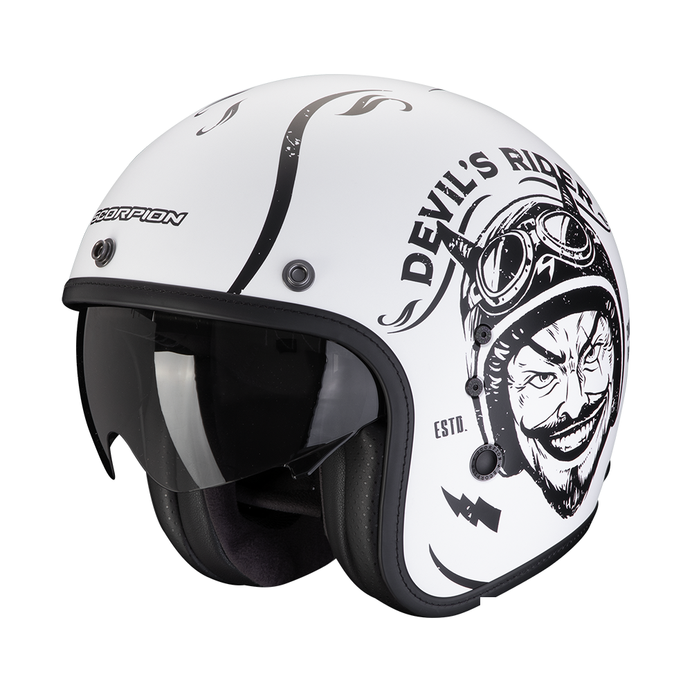 Casco Scorpion Jet Belfast Evo Romeo Blanco Mate-Negro
