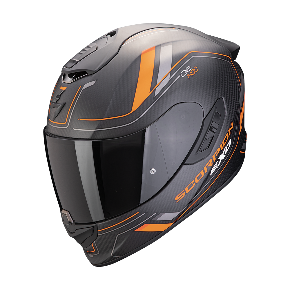 Casco Scorpion Integral Exo-1400 Evo Ii Carbon Air Mirage Negro mate-naranja