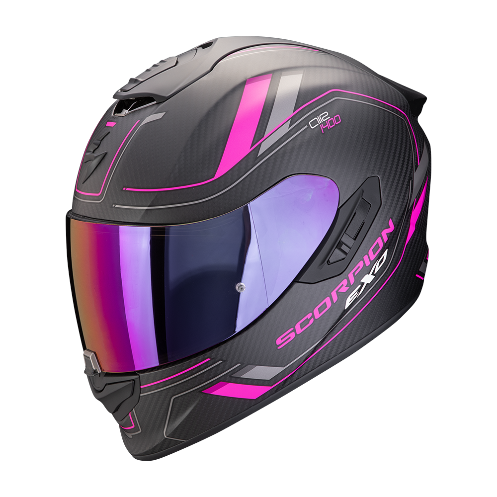 Casco Scorpion Integral Exo-1400 Evo Ii Carbon Air Mirage Negro Mate-Rosa