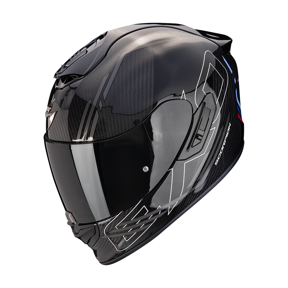 Casco Scorpion Integral Exo-1400 Evo Ii Carbon Air Reika Negro-Plata-Azul