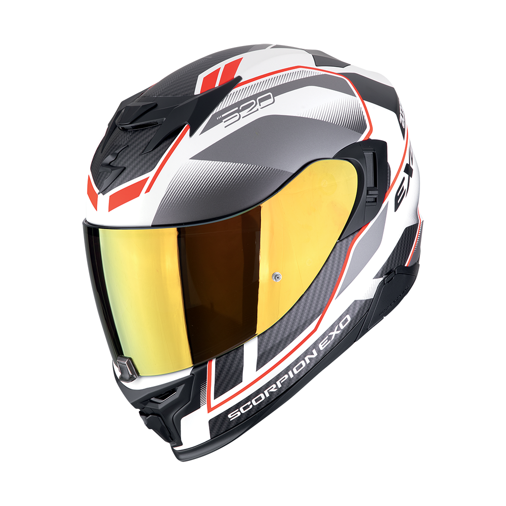 Casco Scorpion Integral Exo-520 Evo Air Lena Blanco mate-Plata-Rojo