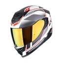 Casco Scorpion Integral Exo-520 Evo Air Lena Blanco mate-Plata-Rojo