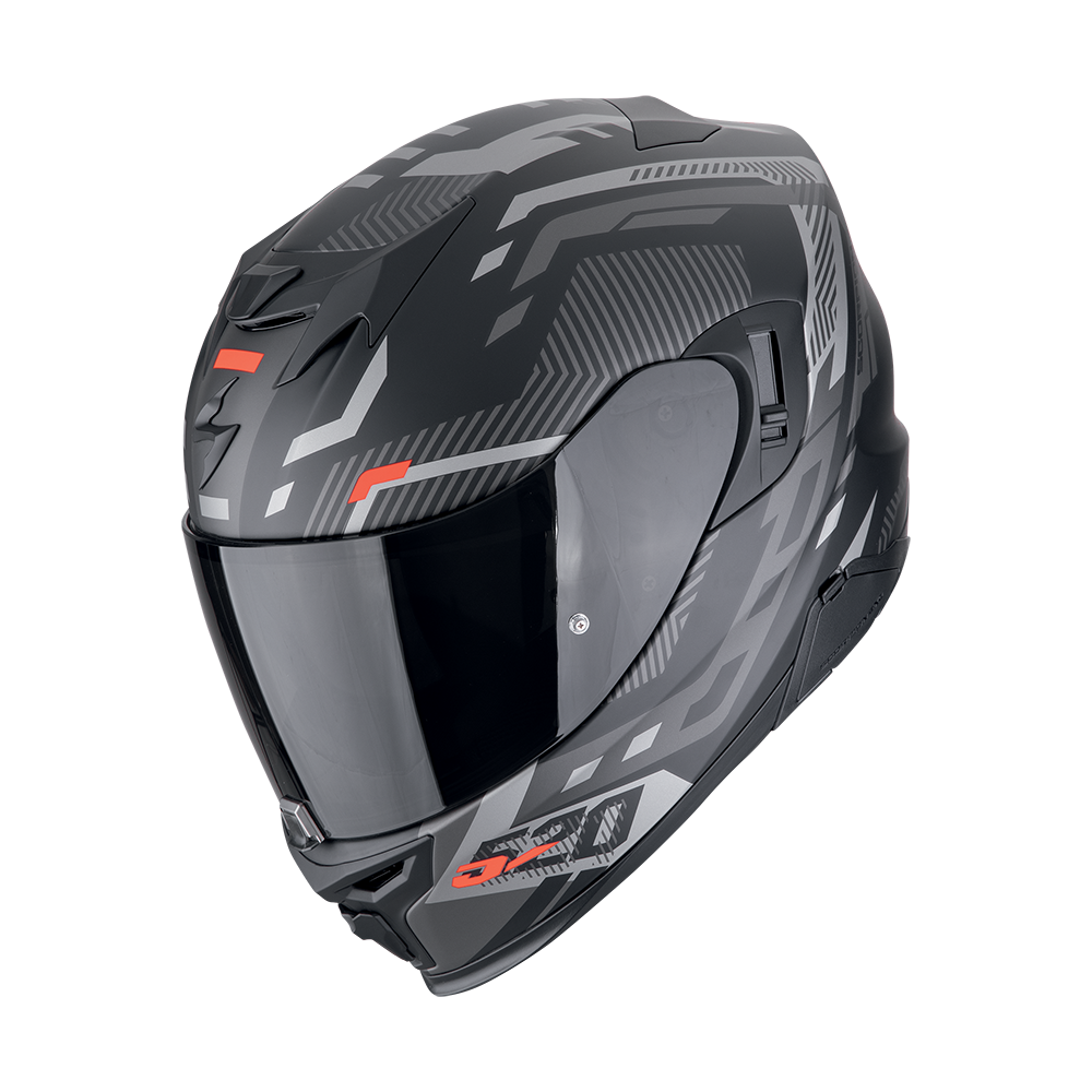 Casco Scorpion Integral Exo-520 Evo Air Ranka Negro Mate-Plata-Rojo