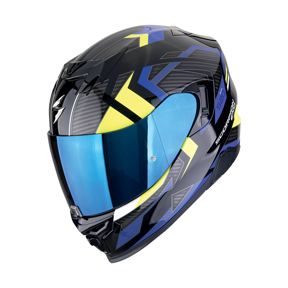 Casco Scorpion Integral Exo-520 Evo Air Sensus Negro-Azul-Amarillo Neón