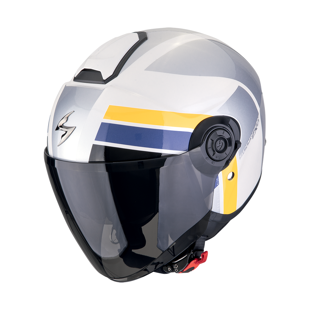 Casco Scorpion Jet Exo-City Ii Blur Blanco-Plata-Amarillo