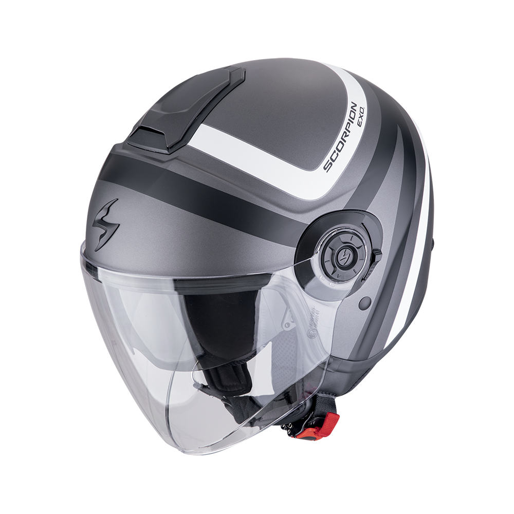 Casco Scorpion Jet Exo-City Ii Riva Plata Mate-Negro-Blanco