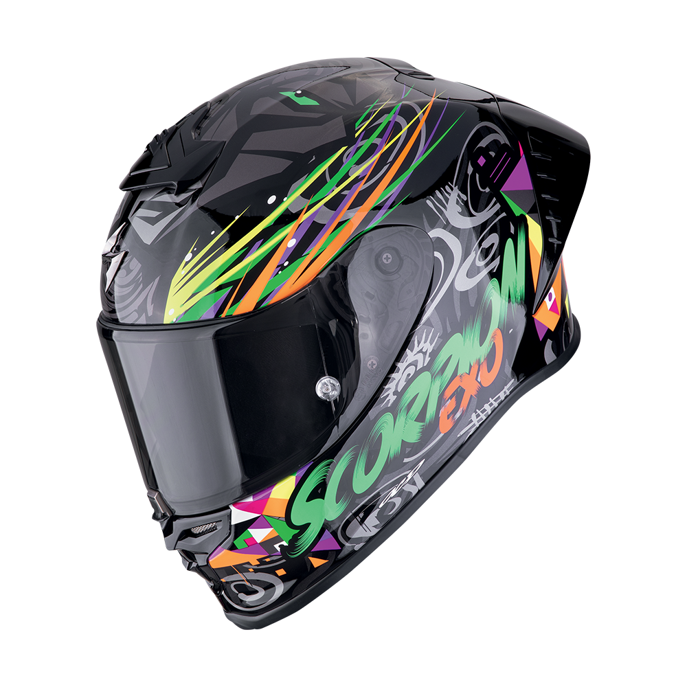 Casco Scorpion Integral Exo-R1 Evo Ii Air Savage Negro-Verde-Naranja