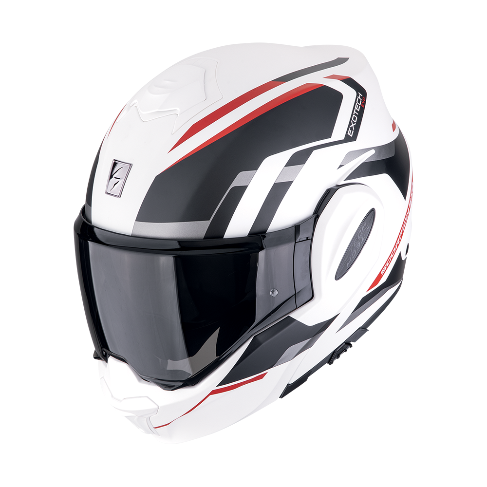 Casco Scorpion Modular Exo-Tech Evo Furio Blanco mate-Negro-Rojo