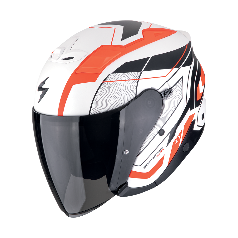 Casco Scorpion Jet Exo-Z1 Vue Blanco Mate-Rojo-Negro