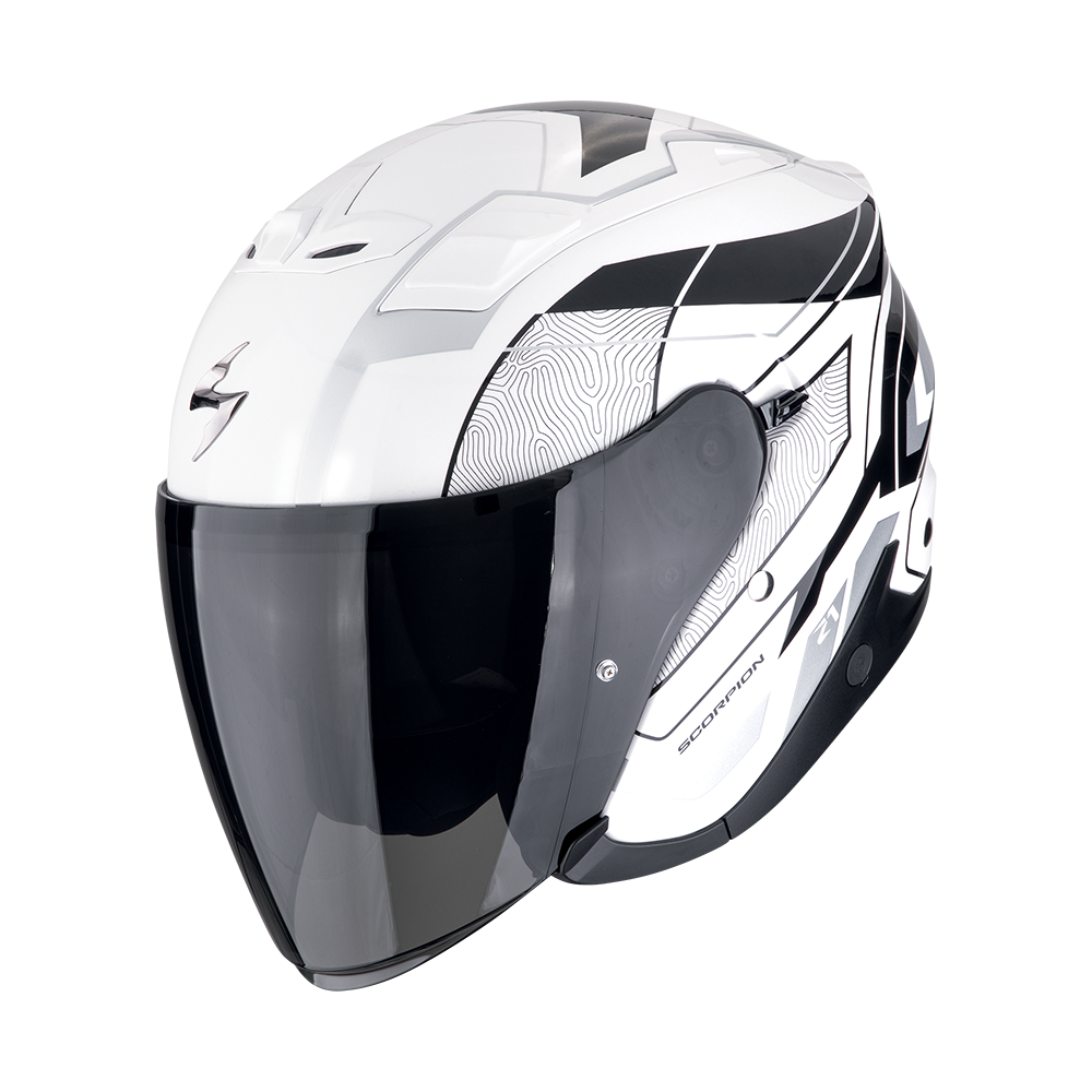 Casco Scorpion Jet Exo-Z1 Vue Blanco-Negro-Plata