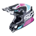 Casco Scorpion Off Road Vx-16 Evo Air Analog Metal Negro-Azul-Rosa