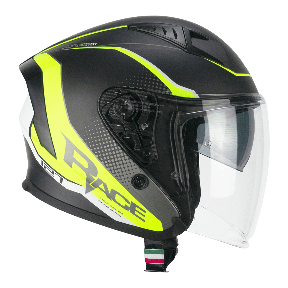 Casco jet CGM 127G DEEP RACE Grafito Amarillo fluo mate