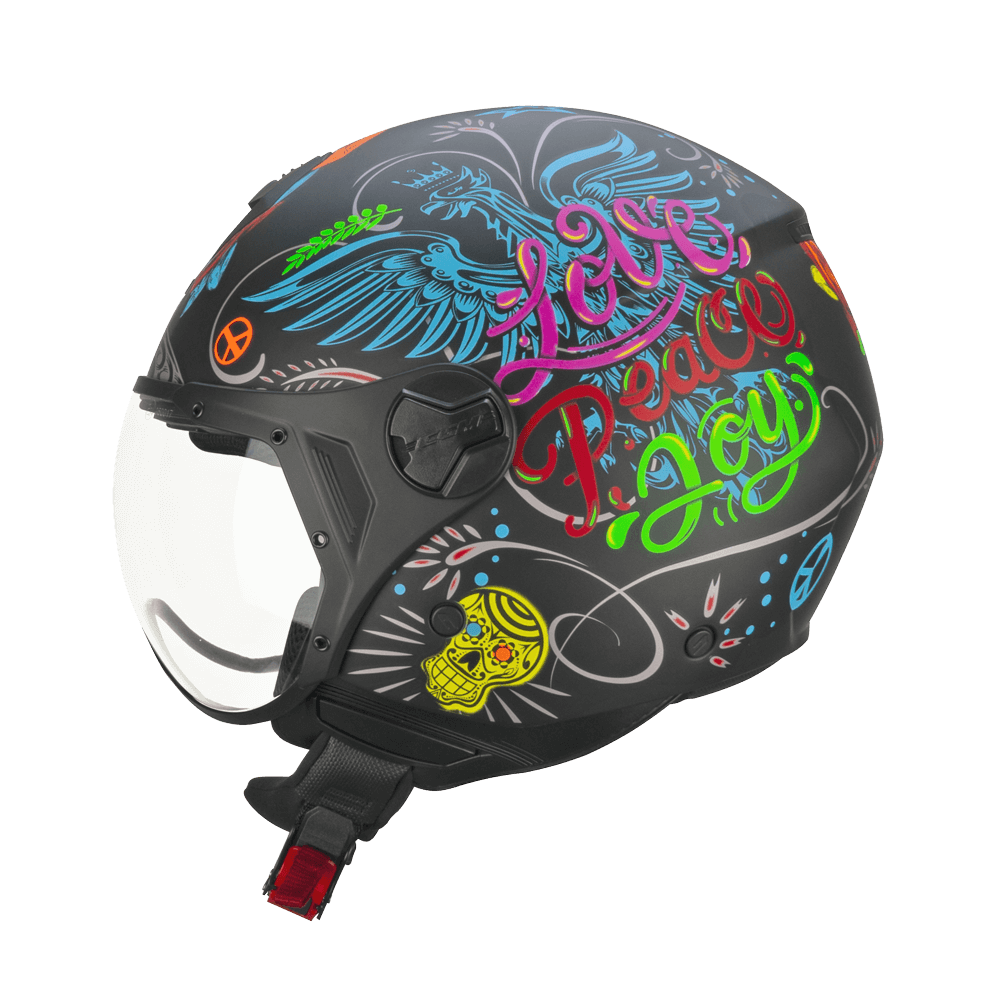 Casco jet CGM 167S FLO JOY Negro Azul Verde forma mate
