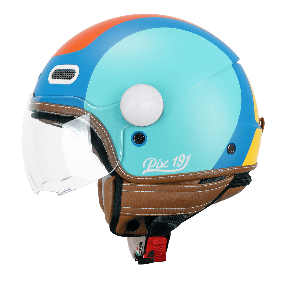 Casco jet CGM 191G PIX SPRINT Celeste Naranja mate perfilado