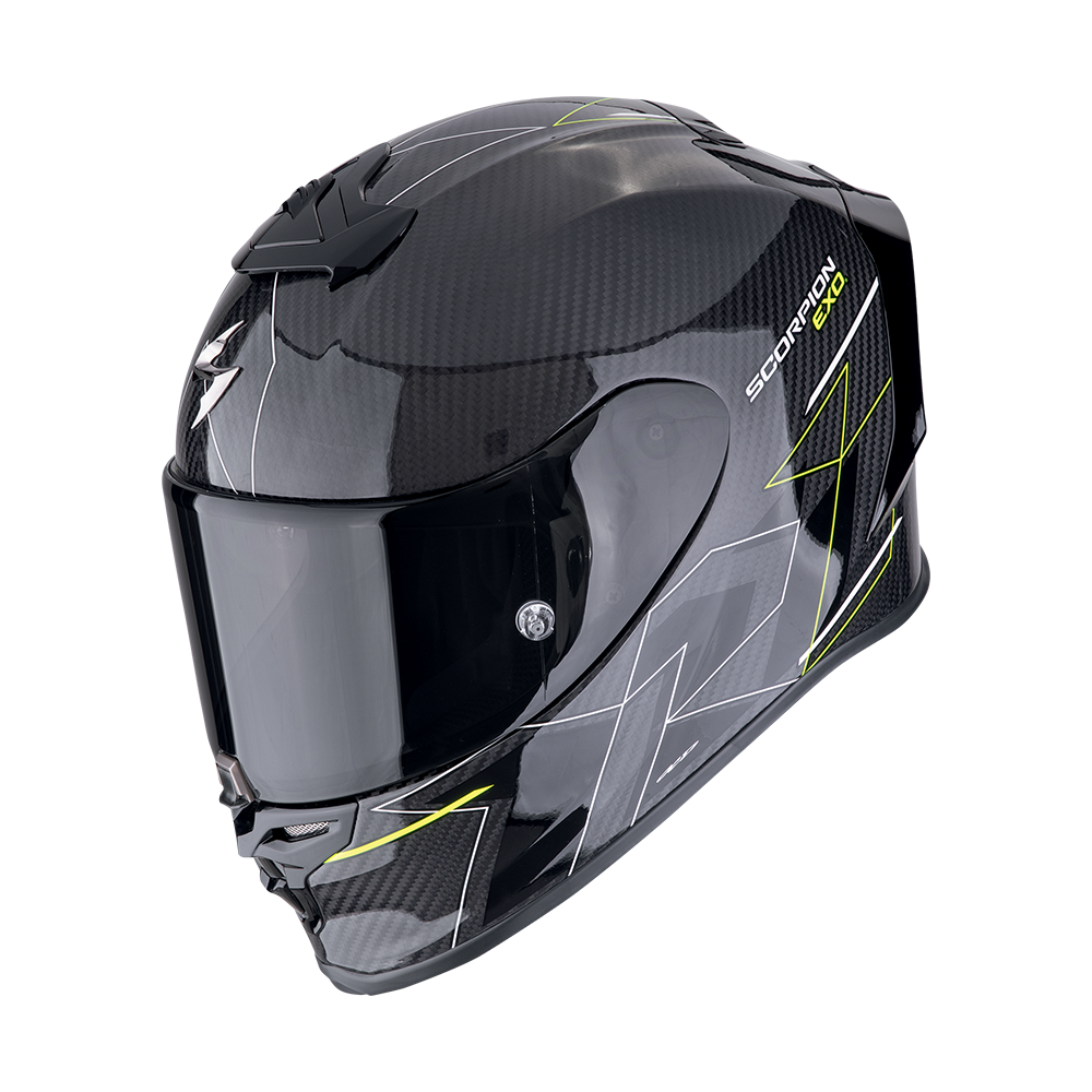 Casco Scorpion Integral Exo-R1 Carbon Air Cynergy Negro-Amarillo Neón