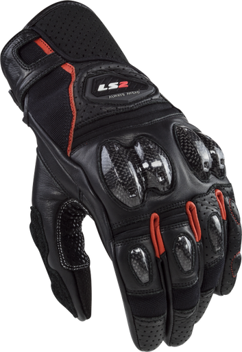 Guantes LS2 Spark 2 Leather Man Gloves Black Red