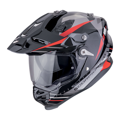 Casco Scorpion Adventure Adf-9000 Air Feat Negro-Plata-Rojo