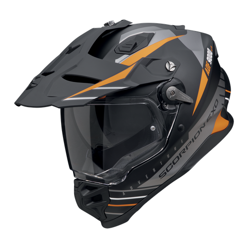 Casco Scorpion Adventure Adf-9000 Air Feat Negro Mate-Plata-Naranja