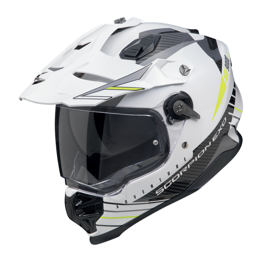 Casco Scorpion Adventure Adf-9000 Air Feat Blanco-Negro-Amarillo Neón