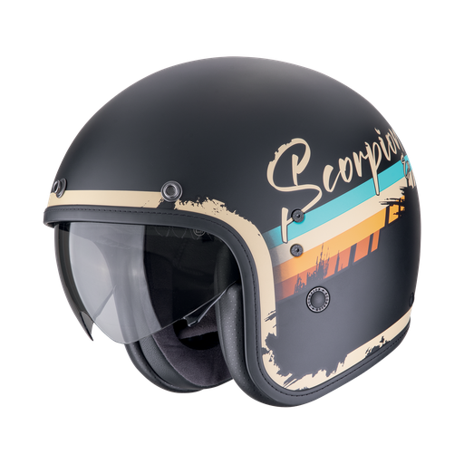 Casco Scorpion Jet Belfast Evo Adonis Negro Mate-Beige