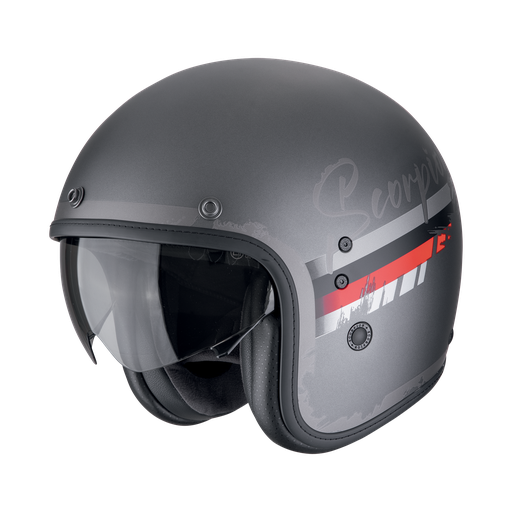 Casco Scorpion Jet Belfast Evo Adonis Plata mate-rojo