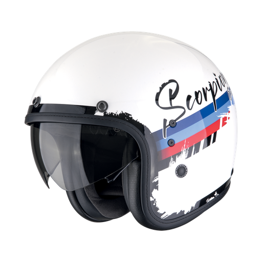 Casco Scorpion Jet Belfast Evo Adonis Blanco-Rojo-Azul