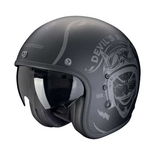 Casco Scorpion Jet Belfast Evo Romeo Negro Mate-Plata
