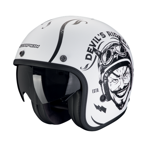 Casco Scorpion Jet Belfast Evo Romeo Blanco Mate-Negro