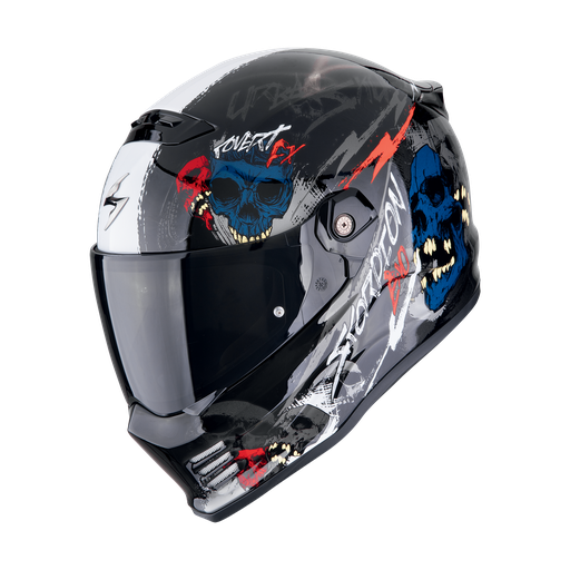Casco Scorpion Integral Covert Fx Skullz Negro-Gris-Rojo