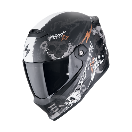 Casco Scorpion Integral Covert Fx Skullz Negro Mate-Gris-Oro