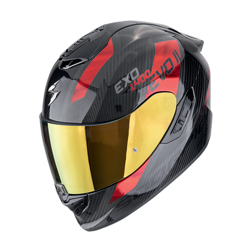 Casco Scorpion Integral Exo-1400 Evo Ii Carbon Air Platted Negro-Rojo