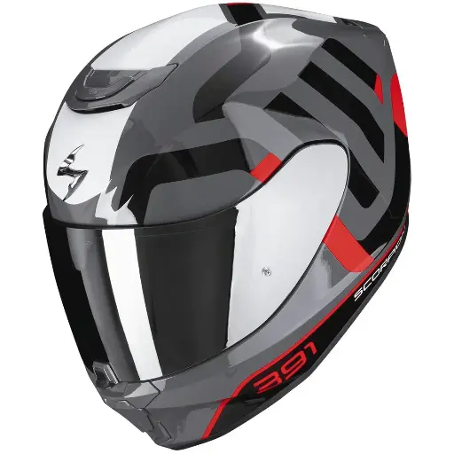 Casco Scorpion Integral Exo-391 Arok Gris-Rojo-Negro