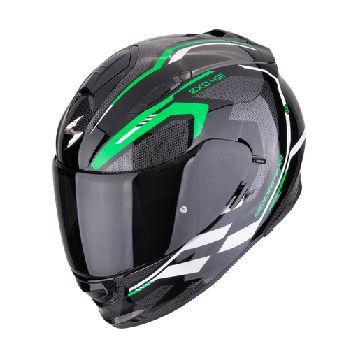 Casco Scorpion Integral Exo-491 Kripta Negro-Verde-Blanco
