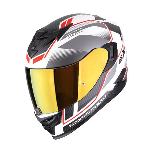 Casco Scorpion Integral Exo-520 Evo Air Lena Blanco mate-Plata-Rojo